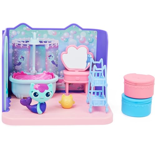 Cuffie In“Gabby's Dollhouse, Primp and Pamper Badezimmer mit Mercat Figur, 3 Zubehörteile, 3 Möbel und 2 Lieferungen, Kinderspielzeug ab 3 von Gabby's Dollhouse