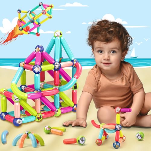 SVYHUOK Magnetische Bausteine Kinder 64 Stück Magnetbausteine Spielzeug, Montessori Lernspielzeug, Kreative Magnet Bausteine, Ostergeschenke Geburtstagsgeschenk für Jungen mädchen SVYHUOK Magnetische Bausteine Kinder 64 Stück Magnetbausteine Spielzeug, Montessori Lernspielzeug, Kreative Magnet Bausteine, Ostergeschenke Geburtstagsgeschenk für Jungen mädchen von SVYHUOK