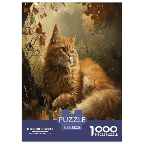 Norwegische Waldkatte Puzzle 1000 Teile Schwer Puzzle Spielzeug Pädagogisches Spiel Impossible Herausforderung Spielzeug Für Erwachsene Kinder 38x26cm/1000pcs von SVZCMAVDP
