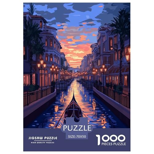 Venedig Wasserstadt Puzzle 1000 Teile Schwer Puzzle Spielzeug Pädagogisches Spiel Impossible Herausforderung Spielzeug Für Erwachsene Und Kinder in Bewährter 70x50cm/1000pcs von SVZCMAVDP