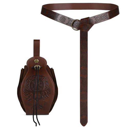 SWAWIS Braun Halloween Nekromanten Anzug, Mittelalter Kleidung mit Mittelalter Gürtel und GüRteltasche, PU-Leder Wikinger Mittelalter Accessoires Set für Cosplay Halloween Zauberer Hexe SWAWIS Braun Halloween Nekromanten Anzug, Mittelalter Kleidung mit Mittelalter Gürtel und GüRteltasche, PU-Leder Wikinger Mittelalter Accessoires Set für Cosplay Halloween Zauberer Hexe von SWAWIS