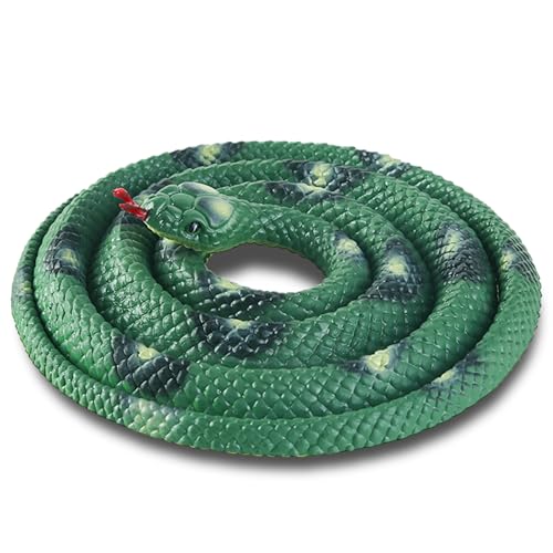 Schlange - Realistisches gefärlsches Gummi Schlangen Spielzeug - kleine Tiere Figuren Plastik Schlangen - ab 3 Jahren Kinder Geschenk 127 cm (Green) von SWAXIGON