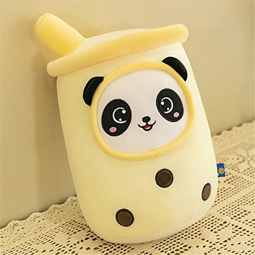 SWECOMZE Panda Bubble Tea Stofftier Plüschtier, Plüschkissen Tier Teetasse Kissen süße Weiche Kuscheltier Plüsch Spielzeug (gelb,23cm) von SWECOMZE