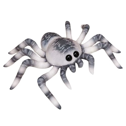 SWECOMZE Spinne Plüschtier Stofftier Kuscheltier Spinne Wurfkissen Kuscheltiere Geschenk für Erwachsene Und Kinder Halloween (30cm,Grau) von SWECOMZE