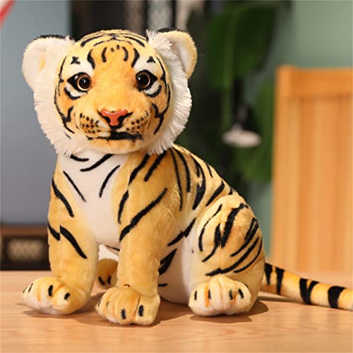 SWECOMZE Tiger Plüschtier, Niedlich Plüsch Stofftier Kuscheltier, Realistisch Tiger Spielzeug Puppe Für Kinder Dekokissen Geschenke (Braun,23cm) von SWECOMZE