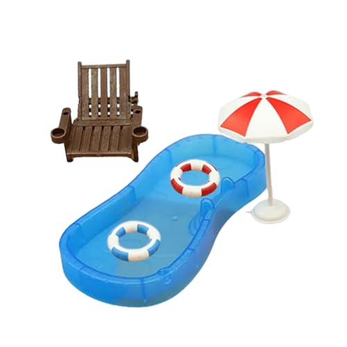 Dollhouse Swimmingpool, 1 Simulation Dollhouse Möbel niedliche Mini Home Beach Stuhl Modell Set kleine Ornamente Kinderspielzeugdekoration von SWEETBIUTI