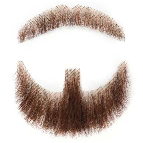 Gefälschter Bart menschliches Haar Realistischer Bart Fake Schnurrbart unsichtbar Gesichtsbehaarungshaarkostüm Spitze Schnurrbart für Männer, die Halloween Cosplay Kostüm Party Make -up Requisiten Gefälschter Bart menschliches Haar Realistischer Bart Fake Schnurrbart unsichtbar Gesichtsbehaarungshaarkostüm Spitze Schnurrbart für Männer, die Halloween Cosplay Kostüm Party Make -up Requisiten von SWEETBIUTI