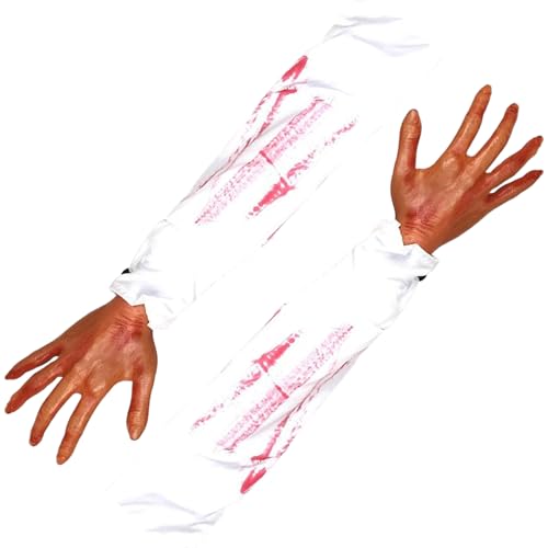 Halloween -Hände, 21 Zoll abgetrennten falschen Arm mit weißer Stoffhülle, 2pcs weiche realistische Halloween -Körperteile, beängstigende Requisiten für Spukhaus, Kostümparty -Dekor, Stil 1. von SWEETBIUTI