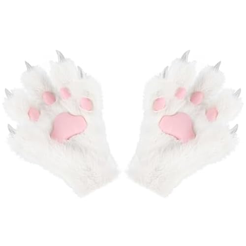 Pelzige Pfoten, weiche und warme Fuchshandschuhe, süße Plüschkatze -Pfotenhandschuhe, realistische dekorative Therianpfoten Cartoon Tier Fäustlinge für Kinder, Erwachsene, Cosplay, Stufe 1 Paar Weiß Pelzige Pfoten, weiche und warme Fuchshandschuhe, süße Plüschkatze -Pfotenhandschuhe, realistische dekorative Therianpfoten Cartoon Tier Fäustlinge für Kinder, Erwachsene, Cosplay, Stufe 1 Paar Weiß von SWEETBIUTI