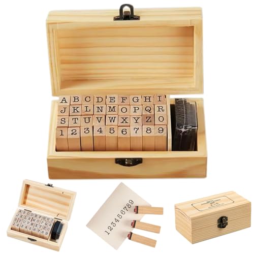 SWEETBIUTI Briefmarken für Ton, Mini -Holzbuchstaben und Inkabpads, Nummer und Alphabet -Briefmarken für die Kartenherstellung mit schwarzem Tintenkissen und Holzkasten -Set 1 Set 1 Set SWEETBIUTI Briefmarken für Ton, Mini -Holzbuchstaben und Inkabpads, Nummer und Alphabet -Briefmarken für die Kartenherstellung mit schwarzem Tintenkissen und Holzkasten -Set 1 Set 1 Set von SWEETBIUTI