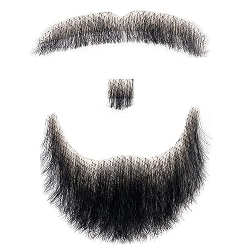 SWEETBIUTI Gefälschter Bart menschliches Haar Realistischer Bart Fake Schnurrbart unsichtbar Gesichtsbehaarungskostüm Spitze Falsch für Männer, die Halloween Cosplay Kostümparty, Style2 von SWEETBIUTI