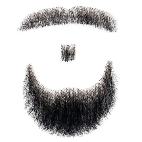 SWEETBIUTI Gefälschter Bart menschliches Haar Realistischer Bart falscher Schnurrbart unsichtbare Gesichtsbehaarungskostüm Spitze für Männer, die Halloween Cosplay Kostümparty, Style 2, realistisch von SWEETBIUTI