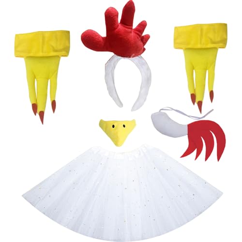 SWEETBIUTI Hühnchenkostüm, 6PCS/Set -Kostüm für Kinderpartykleid Hühnchen Kostüm Kinder, niedliches Cartoon -Tier -Outfit, Kinder Cosplay -Kostüm -Kit für Halloween -Party -Gefälligkeiten SWEETBIUTI Hühnchenkostüm, 6PCS/Set -Kostüm für Kinderpartykleid Hühnchen Kostüm Kinder, niedliches Cartoon -Tier -Outfit, Kinder Cosplay -Kostüm -Kit für Halloween -Party -Gefälligkeiten von SWEETBIUTI