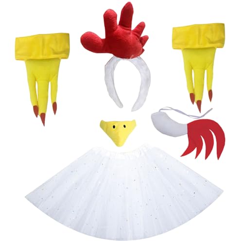 SWEETBIUTI Hühnchenkostüm, 6PCS/Set Party Kleid Hühnchen Kostüm Kinder, niedliches Cartoontier, Kinder Cosplay für Halloween Dress -up -Party, Tier SWEETBIUTI Hühnchenkostüm, 6PCS/Set Party Kleid Hühnchen Kostüm Kinder, niedliches Cartoontier, Kinder Cosplay für Halloween Dress -up -Party, Tier von SWEETBIUTI