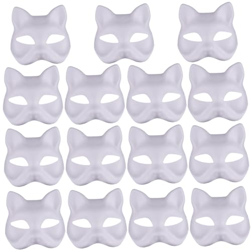 SWEETBIUTI Katzenmaske, 15pcs Halbfuchsmasken weiße Therian Maske DIY Lackierbare leere Maskerade -Masken mit elastischen Bandtiergesicht für Holloween, Maskerade -Party, Cosplay SWEETBIUTI Katzenmaske, 15pcs Halbfuchsmasken weiße Therian Maske DIY Lackierbare leere Maskerade -Masken mit elastischen Bandtiergesicht für Holloween, Maskerade -Party, Cosplay von SWEETBIUTI