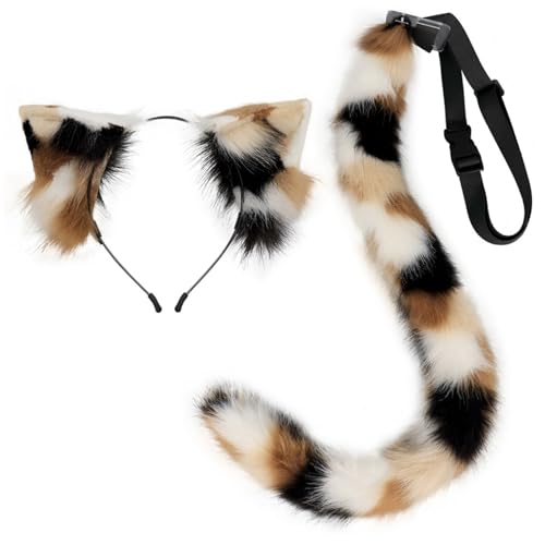SWEETBIUTI Katzenohren und Schwanz-Set realistische pelzige Katzenohren biegbarer Schwanz mit eingebautem Rahmen dekoratives Kostüm für Cosplay, Hallowen, Party SWEETBIUTI Katzenohren und Schwanz-Set realistische pelzige Katzenohren biegbarer Schwanz mit eingebautem Rahmen dekoratives Kostüm für Cosplay, Hallowen, Party von SWEETBIUTI