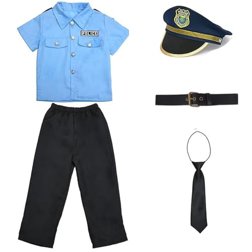 SWEETBIUTI Polizeikostüm, 5PCS/Set Soft Polyester Police Officer Kostüm für Jungen, Dress -up -Kinderoffizier, Kinderpopiform mit Accessoires für Cosplay -Party, L. SWEETBIUTI Polizeikostüm, 5PCS/Set Soft Polyester Police Officer Kostüm für Jungen, Dress -up -Kinderoffizier, Kinderpopiform mit Accessoires für Cosplay -Party, L. von SWEETBIUTI
