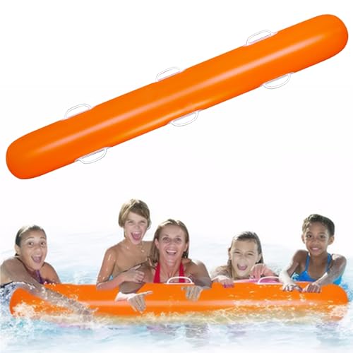 SWEETBIUTI Poolnudeln aufblasbare Poolnudle Große PVC Schwimmnudeln Blasen Poolnudeln mit 6 Griffen Wasserspielzeug für Kinder Schwimmen Lernpool Party 59 '' Orange von SWEETBIUTI