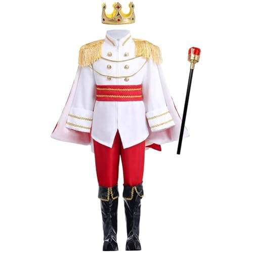 SWEETBIUTI Prince Kostüm, Langarm-Tunika Top Prince Charming Costume Boys mit Crown & Cane Full-Outfit für Jungen für Cosplay, Dress-up-Party und Rollenspiel. SWEETBIUTI Prince Kostüm, Langarm-Tunika Top Prince Charming Costume Boys mit Crown & Cane Full-Outfit für Jungen für Cosplay, Dress-up-Party und Rollenspiel. von SWEETBIUTI