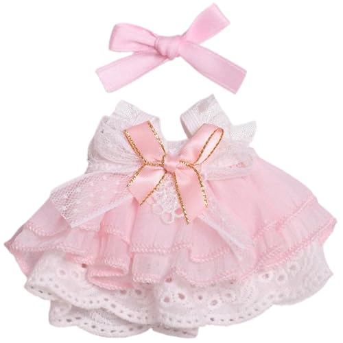 SWEETBIUTI Puppenkleidung, weiche Stoff Babypuppenkleidung Prinzessinkleid mit süßen Schleifen Gaze Rock süße Prinzessinkleider für 6, 7 Zoll kleine Spielzeugzubehör, nur Kleid von SWEETBIUTI