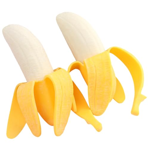 SWEETBIUTI Squish Toys, 2pcs Dehnbare weiche Plastik Banane Dekorative künstliche Früchte Simulation Bananenstress Spielzeug, Stressabbau gefälschter Früchte Spielzeug für Erwachsene und Kinder von SWEETBIUTI