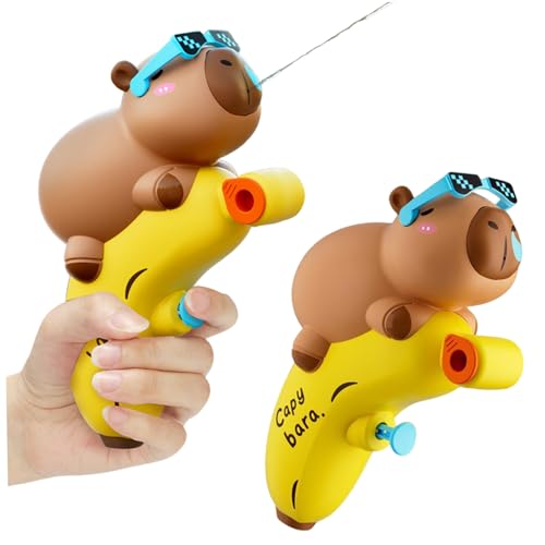 SWEETBIUTI Wasserpistolen für Kinder 3+, 2pcs niedliche Capybara -Form Wasserpistole, Lange Schießstand Pressetyp Wasserwaffe für Outdoor Strand Sommerpool Geschenke, Waffen für Kinder, Mini -Waffe von SWEETBIUTI
