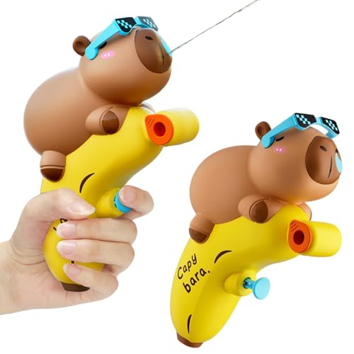 SWEETBIUTI Wasserpistolen für Kinder 3+, 2pcs niedliche Capybara -Form Wasserpistole, Lange Schießstand Pressetyp Wasserwaffe für Outdoor Strand Sommerpool Geschenke von SWEETBIUTI