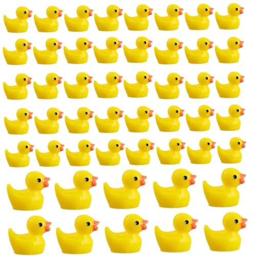SWEETBIUTI Winzige Enten leuchtende Mini Plastik Enten süße gelbe Miniatur Enten Mini -Figuren für Puppenhäuser, Garten, Topfpflanzendekor, 50 Prozent, 0,8 x 0,6 von SWEETBIUTI