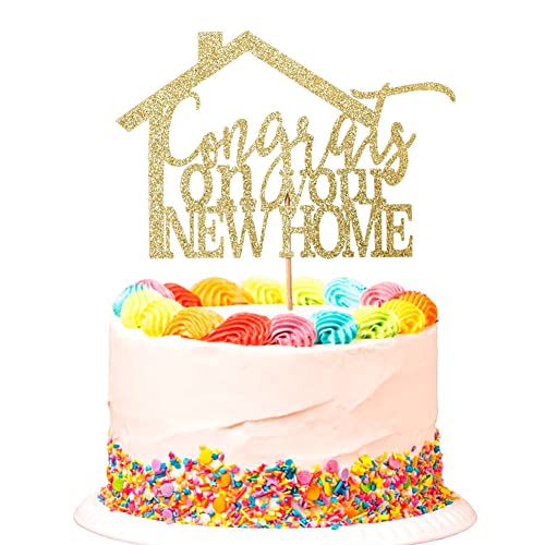 Tortenaufsatz für Einweihungsparty, mit Familien-Thema, Partydekorationen, Glückwunsch auf Ihrem neuen Zuhause, goldfarbener Glitzer Tortenaufsatz für Einweihungsparty, mit Familien-Thema, Partydekorationen, Glückwunsch auf Ihrem neuen Zuhause, goldfarbener Glitzer von SWEETTALA