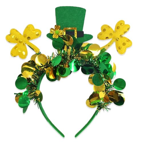 SWEKKE St. Patrick's Day Stirnbänder, goldfarbenes Kleeblatt mit Hüten, Stirnband, grüner St. Patrick's Day, irische Kopfbedeckung, Kostüm-Zubehör, Hut, Kopf, Partyzubehör für Damen, Herren, Kinder SWEKKE St. Patrick's Day Stirnbänder, goldfarbenes Kleeblatt mit Hüten, Stirnband, grüner St. Patrick's Day, irische Kopfbedeckung, Kostüm-Zubehör, Hut, Kopf, Partyzubehör für Damen, Herren, Kinder von SWEKKE