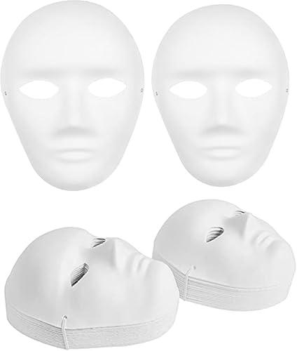 30 Stück DIY Weiße Papier Maske, Zellstoff Blank Handgemalte Maske, für Maskerade, Cosplay, Karneval, Halloween, Tanzparty (15 Stück für Männer + 15 Stück für Frauen) von SWHCM