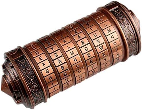 Da Vinci Code Mini Zylinderschloss Box Cryptex Puzzleboxen – Cryptex-Schloss Geschenk zum Jahrestag, Valentinstag, Romantisches Geburtstagsgeschenk für Sie (Rot Bronze) von SWHCM