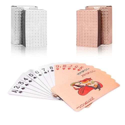 SWINILAYA 2 Deck Spielkarten - Silver Rose Wasserfest Pokerkarten, Playing Cards 54 Blatt for Texas Hold'em, Blackjack, Euchre, Canasta Karten, Romme, Baccarat von SWINILAYA