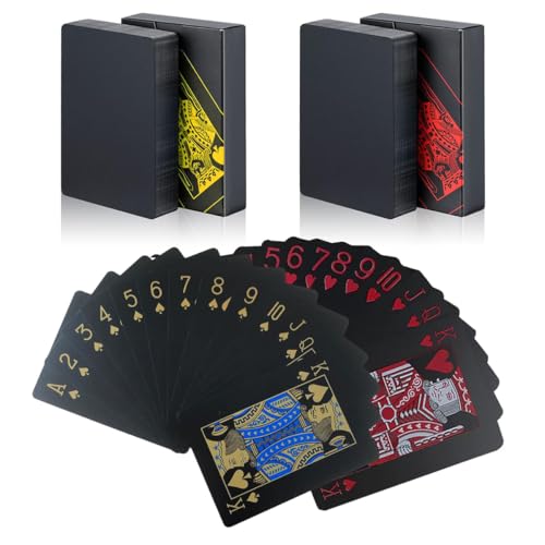 SWINILAYA 2 Decks Standard Spielkarten PVC Wasserdicht Pokerkarten Set, Wasserfestes Kartenspiel 52 Card Deck + 2 Joker-kaart with Gift Box SWINILAYA 2 Decks Standard Spielkarten PVC Wasserdicht Pokerkarten Set, Wasserfestes Kartenspiel 52 Card Deck + 2 Joker-kaart with Gift Box von SWINILAYA