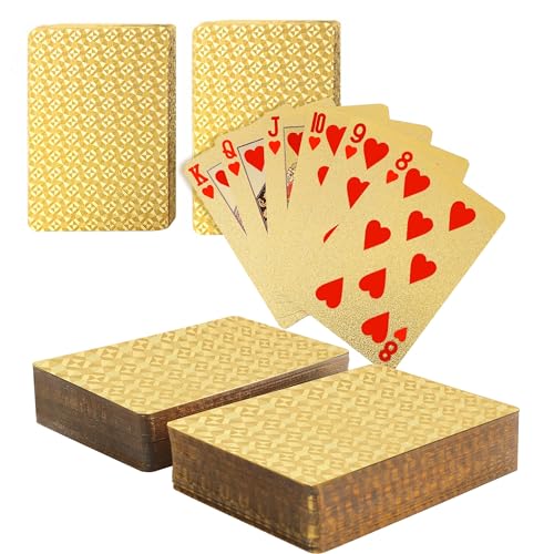 SWINILAYA 2 Deck Spielkarten - Gold Wasserfest Pokerkarten, Playing Cards 54 Blatt for Texas Hold'em, Blackjack, Euchre, Canasta Karten, Romme, Baccarat SWINILAYA 2 Deck Spielkarten - Gold Wasserfest Pokerkarten, Playing Cards 54 Blatt for Texas Hold'em, Blackjack, Euchre, Canasta Karten, Romme, Baccarat von SWINILAYA