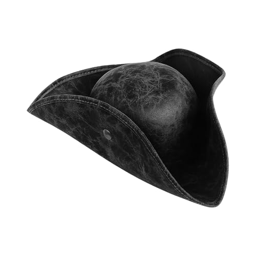 Piratenhut für Männer und Frauen, Vintage-Stil, Kolonial-Stil, Trikorn-Stil, Kostümzubehör für Halloween, Cosplay und Partys, Schwarz, Einheitsgröße Für Erwachsene von SWNTN