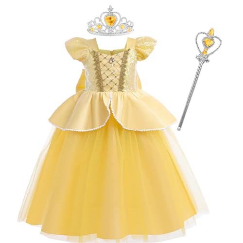 SWOAMER Mädchen Prinzessin Kostüme Cinderella Belle Faschingskostüme Kinder Rapunzel Prinzessin Lang Kleid Dornröschen Tüll Kleid Kostüm Geburtstagsfeier Festkleid Verkleidung mit Zubehör SWOAMER Mädchen Prinzessin Kostüme Cinderella Belle Faschingskostüme Kinder Rapunzel Prinzessin Lang Kleid Dornröschen Tüll Kleid Kostüm Geburtstagsfeier Festkleid Verkleidung mit Zubehör von SWOAMER