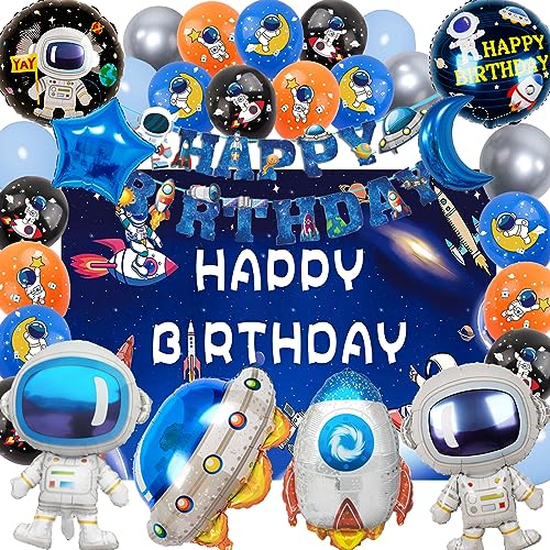 SWOKKTS Astronaut Geburtstag Deko, Kinder Weltraum Geburtstagsdeko, Astronauten Planet Rakete Weltall Luftballons Geburtstag Jungen Mädchen, Geburtstagsbanner Folienballon und Hintergrund SWOKKTS Astronaut Geburtstag Deko, Kinder Weltraum Geburtstagsdeko, Astronauten Planet Rakete Weltall Luftballons Geburtstag Jungen Mädchen, Geburtstagsbanner Folienballon und Hintergrund von SWOKKTS