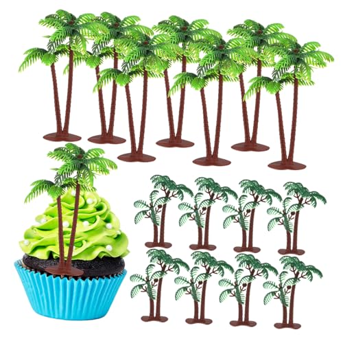 SWOOMEY 16 Stück Kokosnussbaum Kuchendekoration Miniatur Künstliche für Cupcake Toppers und Strandkuchen Charmante Tortendeko für Hochzeit und Partys von SWOOMEY