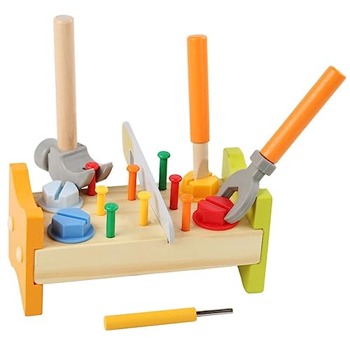 SWOOMEY 1Satz Kleinkindspielzeug Holz Pochendes Peg Workbench mit Hammer Pädagogisches Motorischen Fähigkeiten für Ab Jahr Sicheres Gesundes Material von SWOOMEY