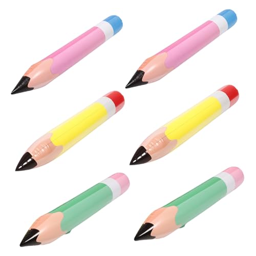 SWOOMEY 6 Stück Aufblasbare Jumbo Bleistifte Teiliges PVC Bunte Riesenstift Deko für Schulanfang Kinderzimmer Klassenzimmer Wand und Deckenhänger Party Geburtstag von SWOOMEY