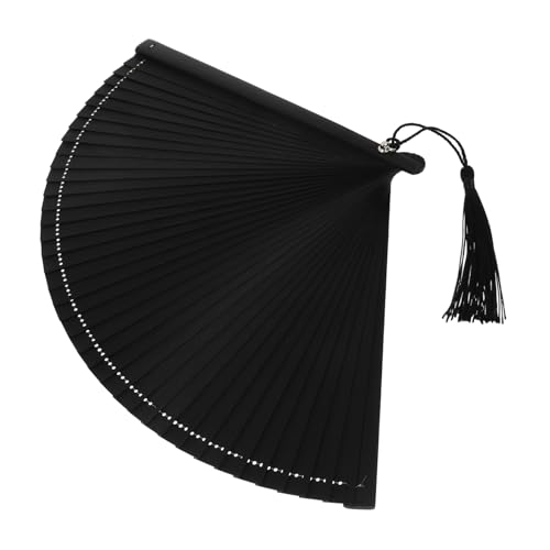 SWOOMEY Antiker Faltbarer Handfächer mit Quaste und Tragetasche Schwarzer Vintage Fächer für Tanz Dekoration und Fotografie Tragbar und Leicht Handtasche Passend SWOOMEY Antiker Faltbarer Handfächer mit Quaste und Tragetasche Schwarzer Vintage Fächer für Tanz Dekoration und Fotografie Tragbar und Leicht Handtasche Passend von SWOOMEY