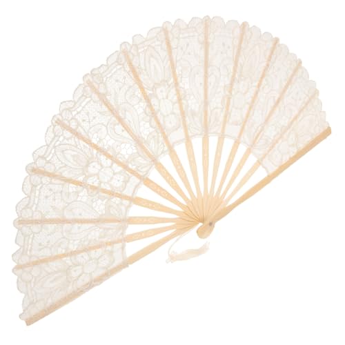 SWOOMEY Handfächer aus Besticktem mit Spitzenmuster Faltbarer Leichter Handheld Fächer für Damen Vintage Cremeweiß Dekorativ für Tanz Festival Hochzeit und Party SWOOMEY Handfächer aus Besticktem mit Spitzenmuster Faltbarer Leichter Handheld Fächer für Damen Vintage Cremeweiß Dekorativ für Tanz Festival Hochzeit und Party von SWOOMEY