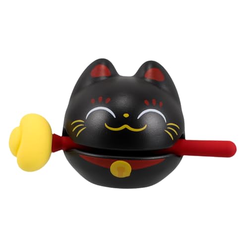 SWOOMEY Niedliche Glückliche Katze Holzfisch -Percussion -Spielzeug Tragbares Instrument Kleiner Musikspielzeug Tempelblock Mit Mallet Holzpercussion Block in Niedlichem Katzen -Design von SWOOMEY