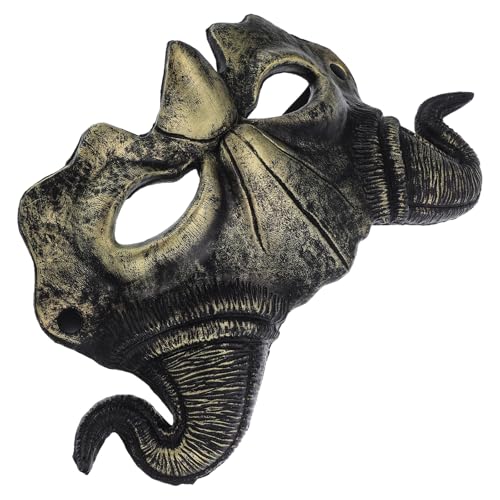 SWOOMEY Teufels-Dämonenmaske, Halbgesichtsmaske, gruseliges Horn, Geister-Halbgesichtsmaske, Schafskopf, Kopfbedeckung für Halloween, Maskerade, Cosplay-Kostüm, Golden von SWOOMEY