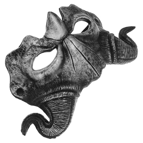 SWOOMEY Teufels-Dämonenmaske, Halbgesichtsmaske, gruseliges Horn, Geister-Halbgesichtsmaske, Schafskopf-Kopfbedeckung für Halloween-Maskenball, Cosplay-Kostüm, Silber von SWOOMEY
