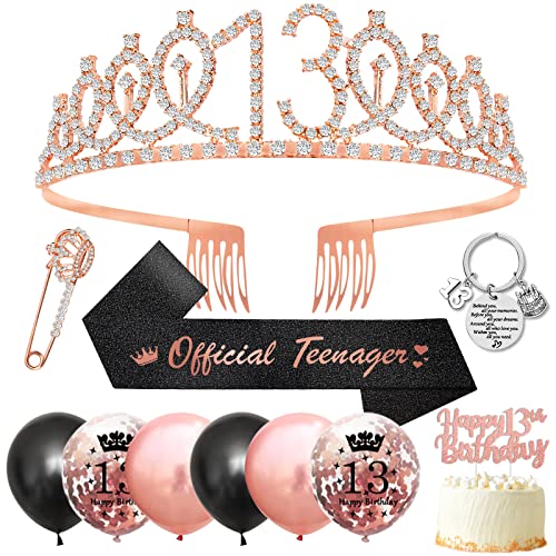 13 Geburtstag Mädchen, 13. Geburtstag Schärpe und Geburtstagskrone Mädchen Teenager Geschenke Mädchen 13 Jahre mit Rose Gold 13 Krone,13 Birthday Schärpe,Luftballon,Tortendeko for Teen Girl Gifts 13 Geburtstag Mädchen, 13. Geburtstag Schärpe und Geburtstagskrone Mädchen Teenager Geschenke Mädchen 13 Jahre mit Rose Gold 13 Krone,13 Birthday Schärpe,Luftballon,Tortendeko for Teen Girl Gifts von SWPEED