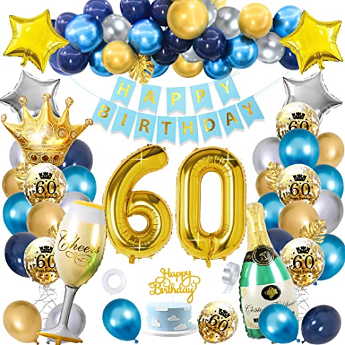 60 Geburtstag Mann Deko, SWPEED Blau Gold Deko 60 Geburtstag Mann, 60 Geburtstag Deko, 60. Geburtstag Geburtstagsdeko kits mit Navy Blau Silber Gold luftballons, Gold Konfetti luftballons 60 Geburtstag Mann Deko, SWPEED Blau Gold Deko 60 Geburtstag Mann, 60 Geburtstag Deko, 60. Geburtstag Geburtstagsdeko kits mit Navy Blau Silber Gold luftballons, Gold Konfetti luftballons von SWPEED