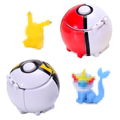 SWRCEYJH 2 Spielzeug Ball mit Mini Figuren, Bälle zum Werfen für Kinder Cartoon Ball, Wirf Ball, Anime Werfen Spiel Ball Mini Actionfiguren Set für Kinder Spielzeug（Zufällige Puppen） von SWRCEYJH