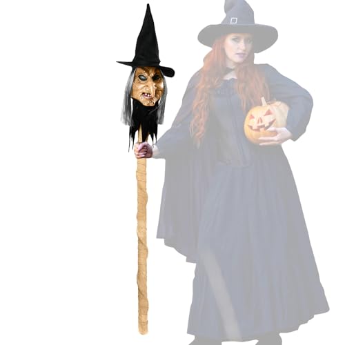 Halloween-Hexen-Gehstock, Zauberstab mit LED-Licht, abnehmbarer Gehstock mit Schocksensor, automatisch ausgelöst, böse Hexe, Soundeffekt für Halloween, Süßes oder Saures, Cosplay-Requisiten (Beige) Halloween-Hexen-Gehstock, Zauberstab mit LED-Licht, abnehmbarer Gehstock mit Schocksensor, automatisch ausgelöst, böse Hexe, Soundeffekt für Halloween, Süßes oder Saures, Cosplay-Requisiten (Beige) von SWTHM